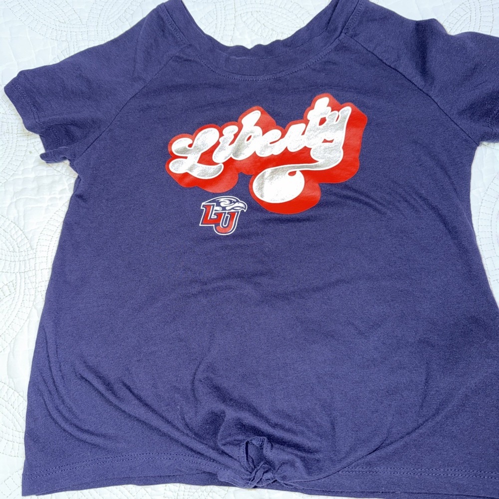 Liberty University Flames Girls Tie Front Shirt Rivalry Threads 91 Size Medium